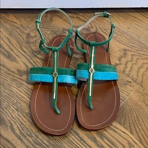 Tory Burch Green and Teal Sandals